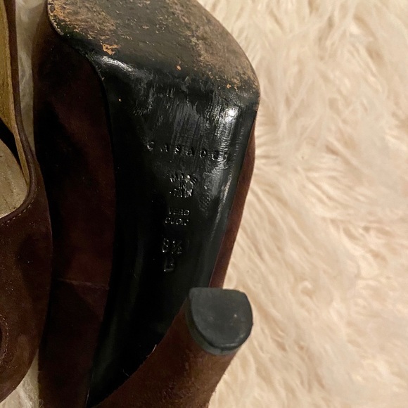 Casadei Brown Suede Peep-Toe Heels - Picture 4 of 4